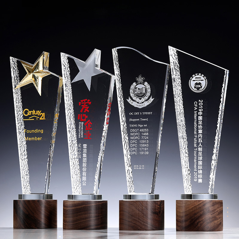 Wholesale Clear Star Shaped crystal plaque award trophy custom uv printing crystal trophy award for business souvenir