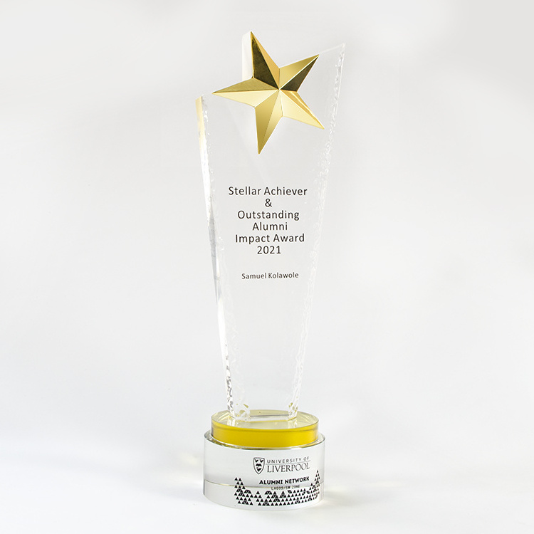 Wholesale Clear Star Shaped crystal plaque award trophy custom uv printing crystal trophy award for business souvenir