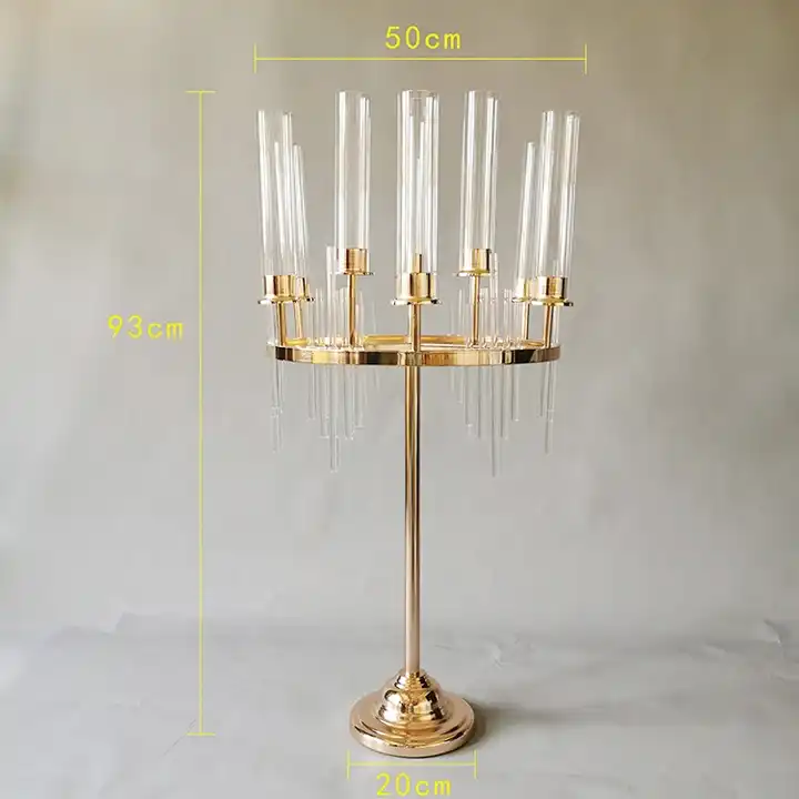 9 arms Tall gold silver black candelabra candle holder with crystal stem metal for weddings table centerpieces