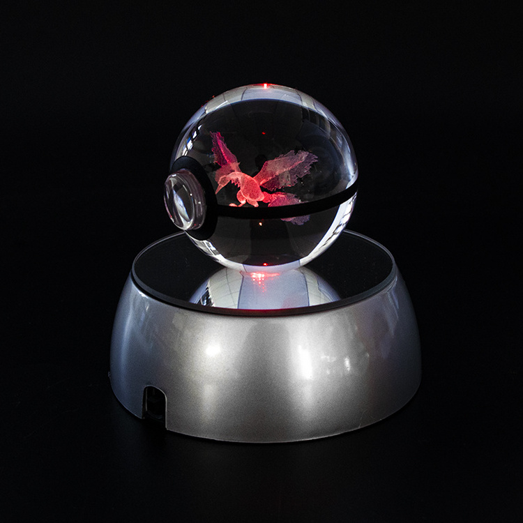 Personalize custom k9 3d laser engraving carved photo logo crystal ball wholesale 80mm poke crystal ball with led base