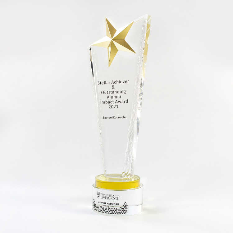 Wholesale Clear Star Shaped crystal plaque award trophy custom uv printing crystal trophy award for business souvenir