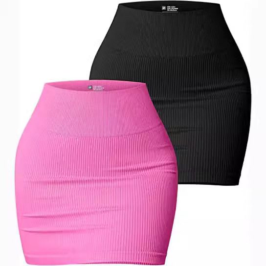 Women's Daily Wear Solid Color Sexy Ribbed Skirt