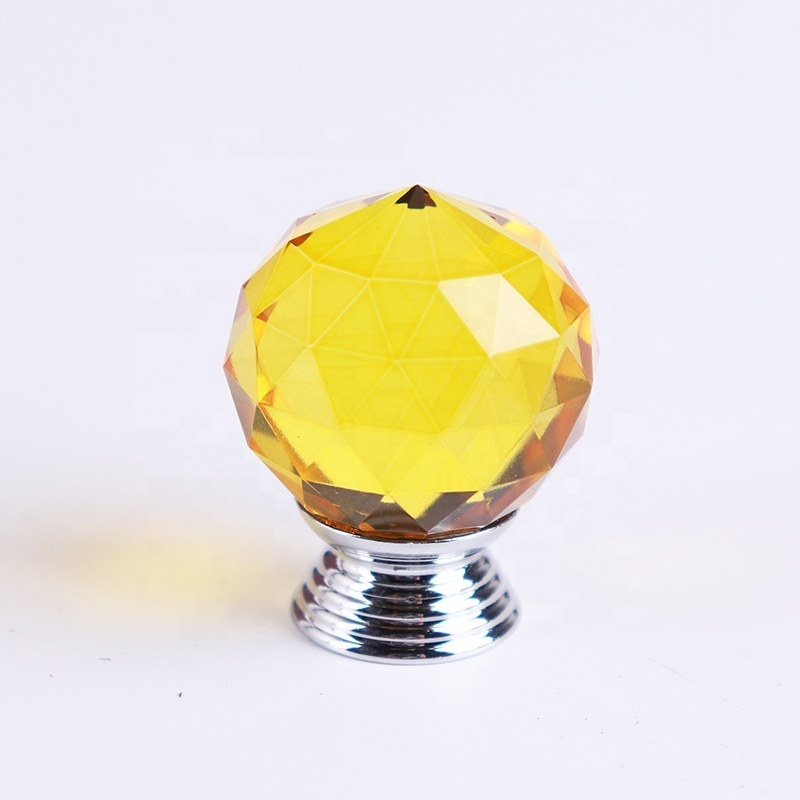 30mm Colored Round Faceted Crystal Wardrobe Furniture Kitchen Cabinet Glass Pull Handles Crystal Door Knobs