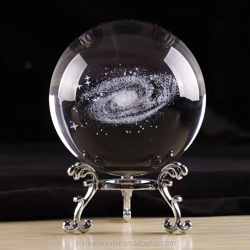 3D Laser Engraved Galactic System Crystal Ball Astronomy 3D Planets Model Glass Sphere Ball For Home Decorations Gifts