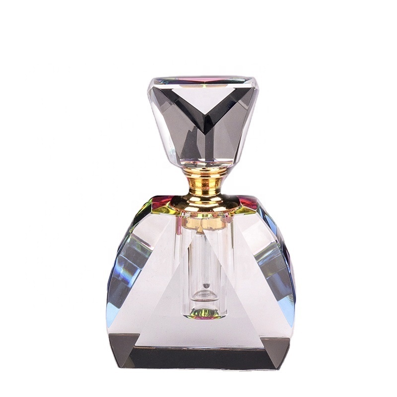 Wholesale 3ml K9 Crystal Perfume Bottle With Rainbow Plating On The Bottom Glass Perfume Oil Bottle With Stick