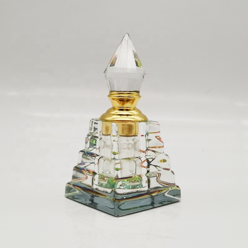 Triangle Shaped K9 Crystal Perfume Bottles Decorative 3ml Crystal Glass Attar Perfume Bottles