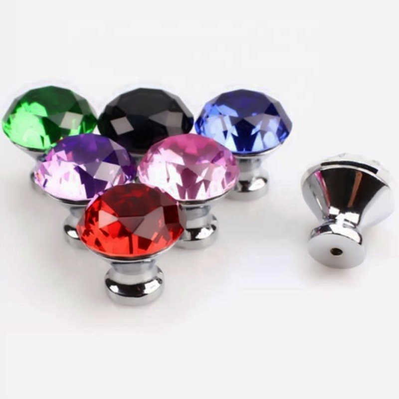 Colorful Diamond Shaped Crystal Cabinet Dresser Knob Handles Glass Crystal Knobs Door Pull Handles