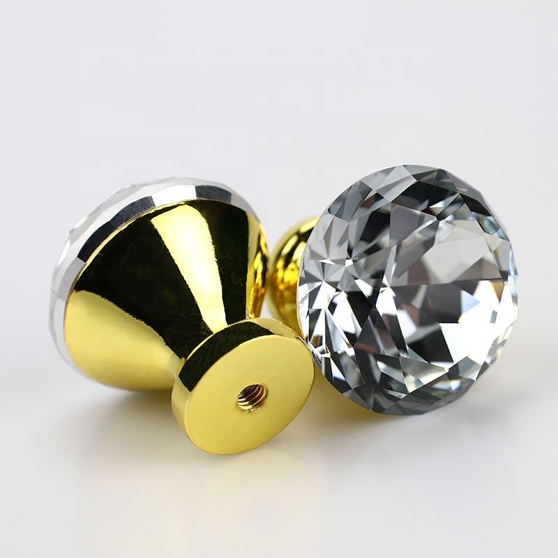 Colorful Diamond Shaped Crystal Cabinet Dresser Knob Handles Glass Crystal Knobs Door Pull Handles