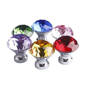 Colorful Diamond Shaped Crystal Cabinet Dresser Knob Handles Glass Crystal Knobs Door Pull Handles