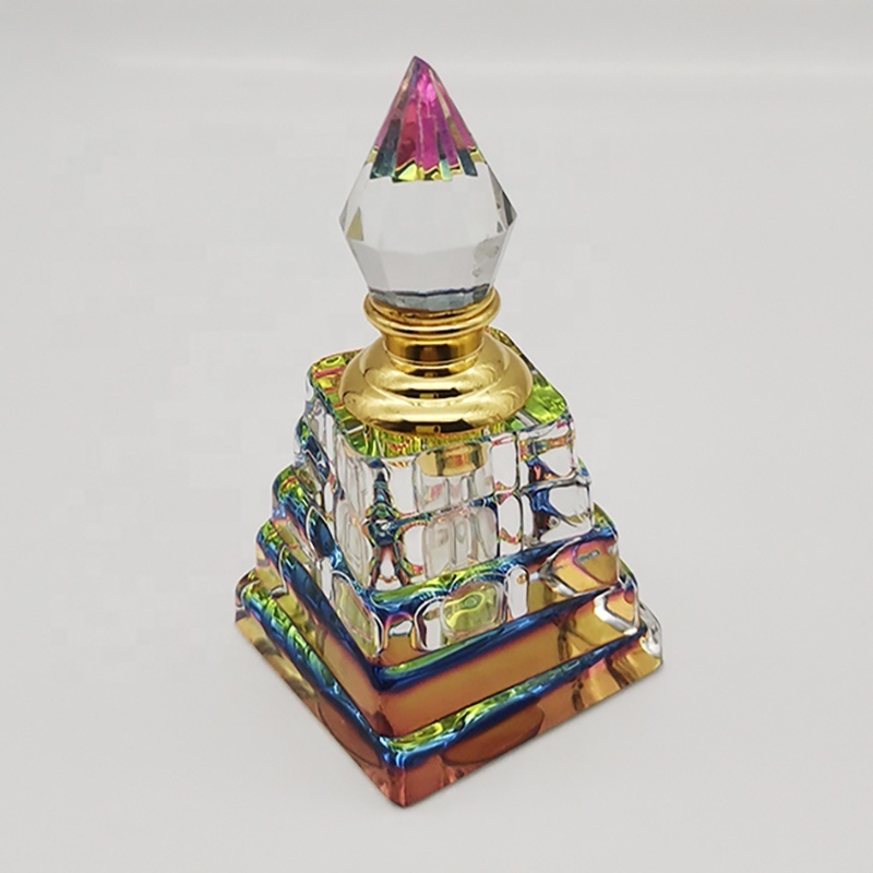 Triangle Shaped K9 Crystal Perfume Bottles Decorative 3ml Crystal Glass Attar Perfume Bottles