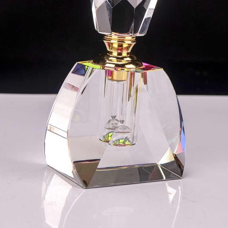 Wholesale 3ml K9 Crystal Perfume Bottle With Rainbow Plating On The Bottom Glass Perfume Oil Bottle With Stick