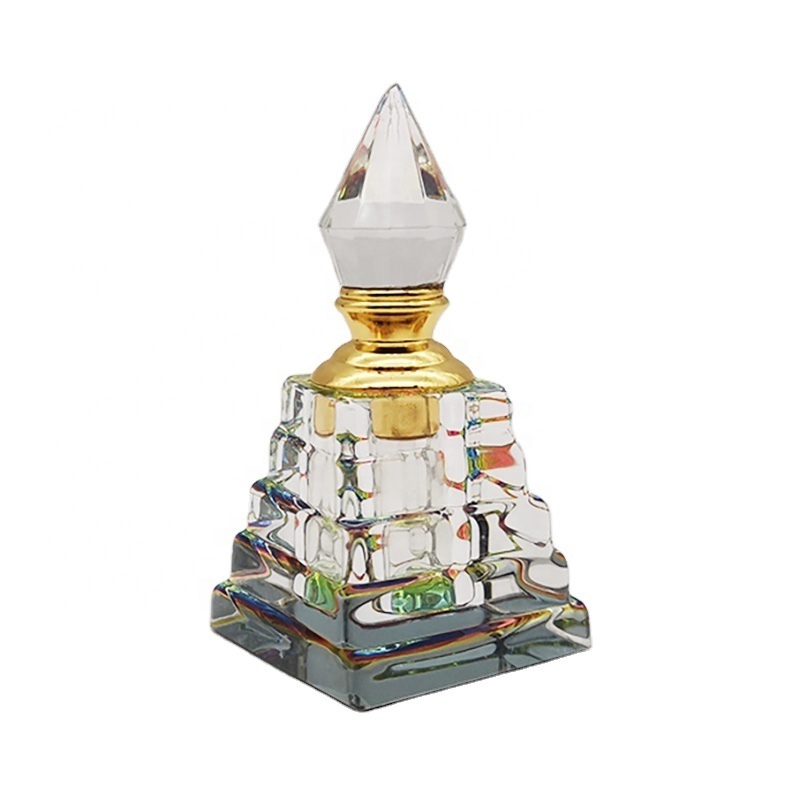 Triangle Shaped K9 Crystal Perfume Bottles Decorative 3ml Crystal Glass Attar Perfume Bottles