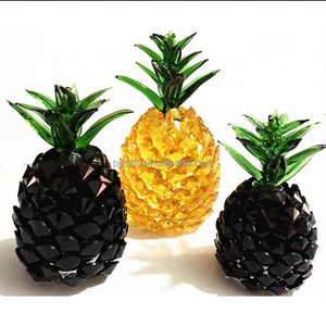 Christmas Decorative Beautiful Mini Fruit Crystal Pineapple Figurines Models Paperweight Living Room Decoration