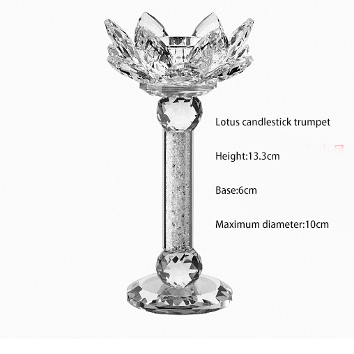 Glass Crystal Votive Lotus Flower Candle Holder Diamond Crushed Tall Pillar Base Candlestick Wedding Home Decoration