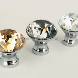 Best Selling Crystal Diamond Clear Crystal Glass Door Knobs With Screw Aluminum Alloy Furniture Handle For Drawer Wardrobe