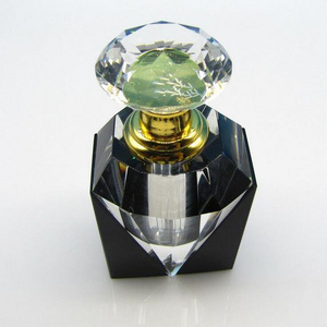 12ml Clear and black splice diamond luxury Refillable Women Parfum Vintage Empty K9 Crystal Cut Glass perfume Bottle