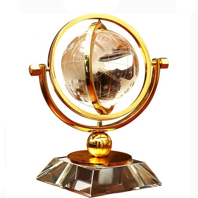 Personalized Business souvenir crystal world map earth globe/ clear glass crystal earth globe With metal bracket decoration