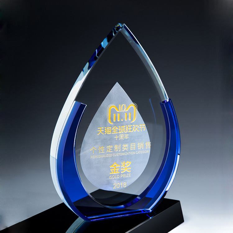 Creative Crystal Trophy Medal Customized Water Drop Authorization Card Staff Leadership Competition Honor award Souvenir