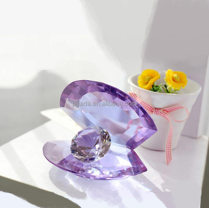 Custom Beautiful Crystal Crafts Wedding Souvenirs Favors Colorful Mini Crystal Mussels With Diamond