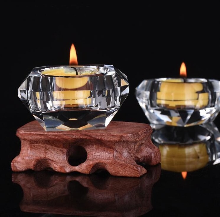 Clear square glass tea light/ crystal votive candle holder glass candle jars decoration