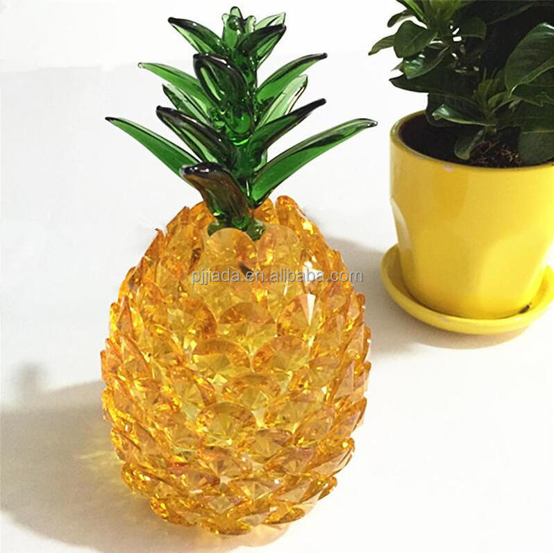 Christmas Decorative Beautiful Mini Fruit Crystal Pineapple Figurines Models Paperweight Living Room Decoration