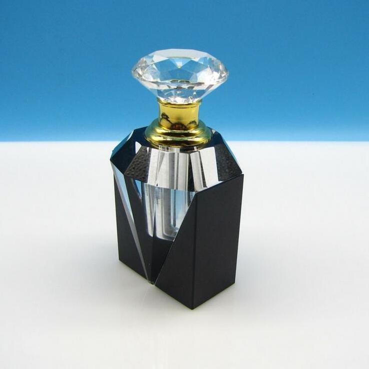 12ml Clear and black splice diamond luxury Refillable Women Parfum Vintage Empty K9 Crystal Cut Glass perfume Bottle