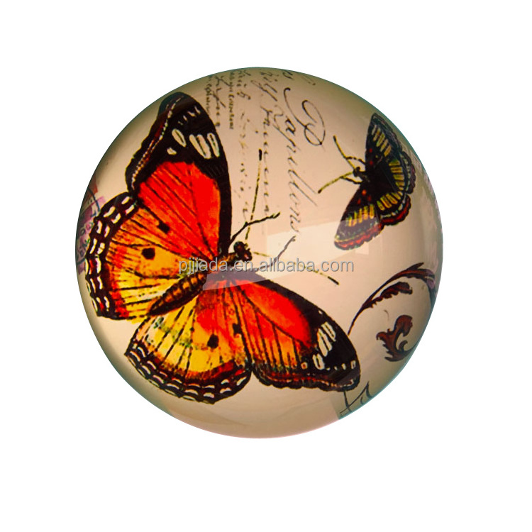 Wholesale Dome butterfly Paperweight Gifts And Crafts Home Decor K9 Crystal Glass Hemisphere Paperweight