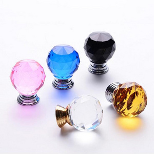 luxury colorful crystal glass door handle decor drawer furniture handles