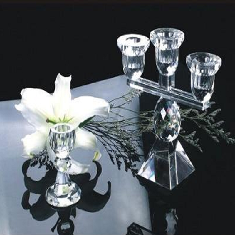 Home Event Party wedding table decoration single candle clear crystal glass flower shape candle holder pillars