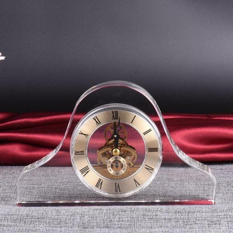 Wholesale Custom small table clocks wedding favors gift office decorative crystal glass table clock