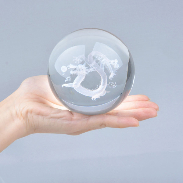 Customized 15cm/20cm 3D Laser Carved Solid Glass Dragon Ball K9  Decorative 3D Laser Crystal Balls