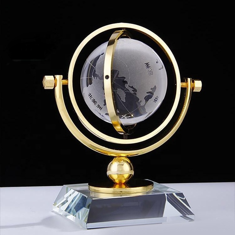 Personalized Business souvenir crystal world map earth globe/ clear glass crystal earth globe With metal bracket decoration