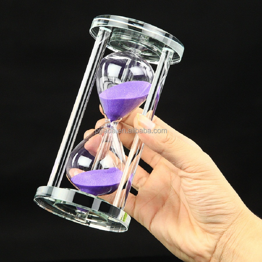 Personalized Handmade Home decor half /1 hour office coffee crystal glass hourglass sand timer