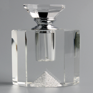 promotion anniversary gift bottom etched pyramid photo luxury glass crystal perfume bottle