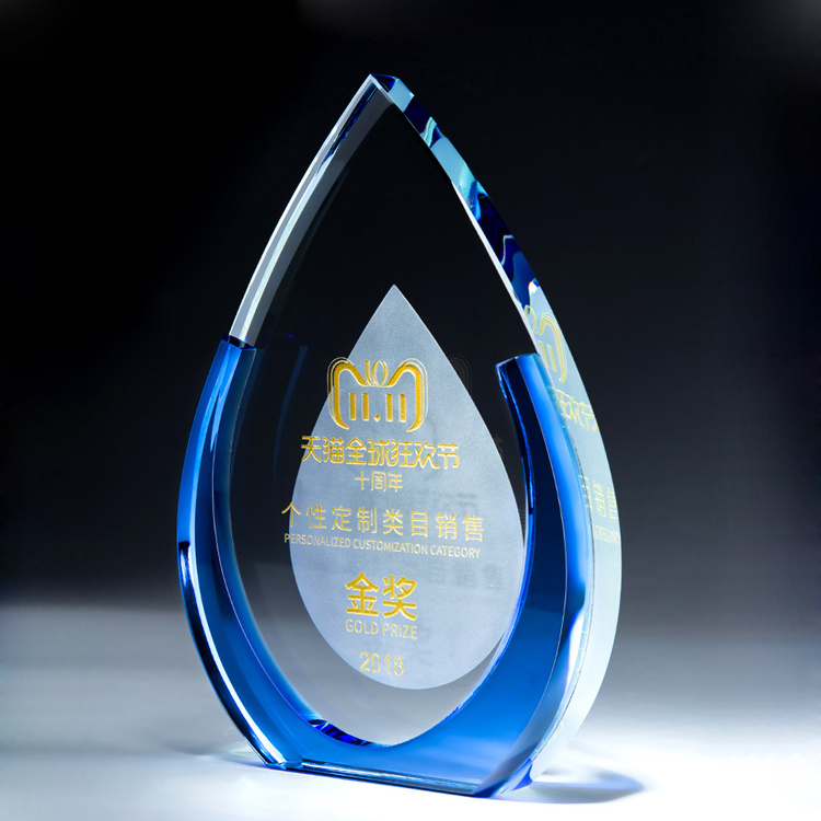 Creative Crystal Trophy Medal Customized Water Drop Authorization Card Staff Leadership Competition Honor award Souvenir