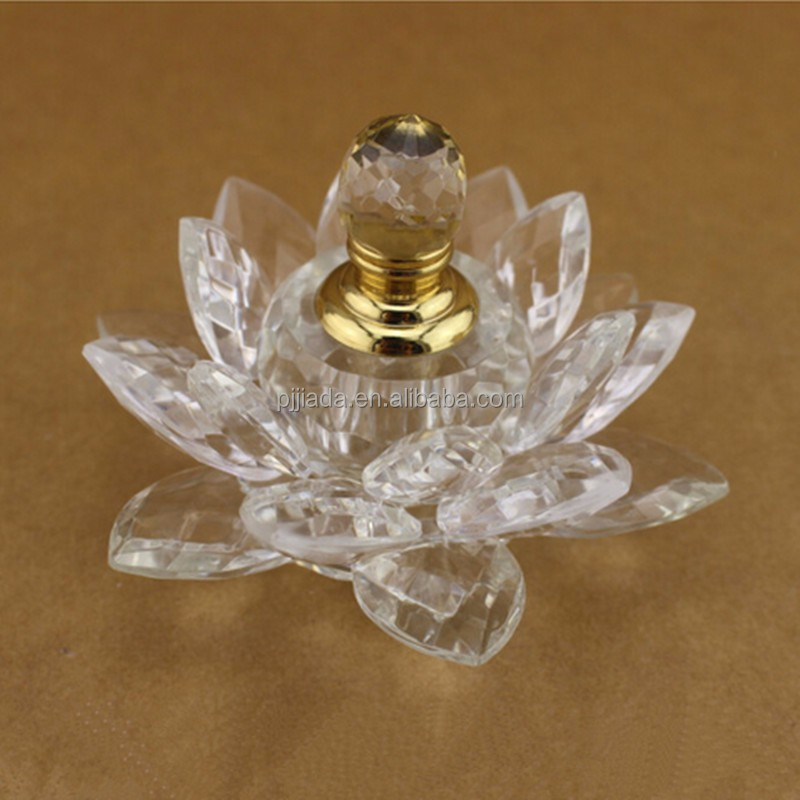 Rainbow Crystal Lotus Flower Shaped clear Car Perfume bottle