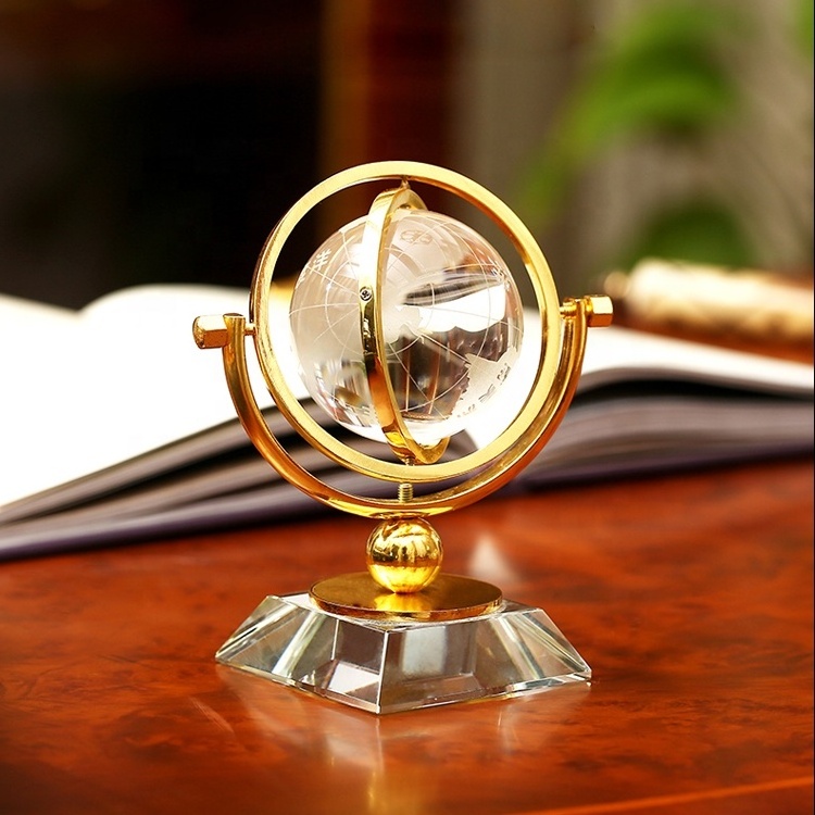 Personalized Business souvenir crystal world map earth globe/ clear glass crystal earth globe With metal bracket decoration