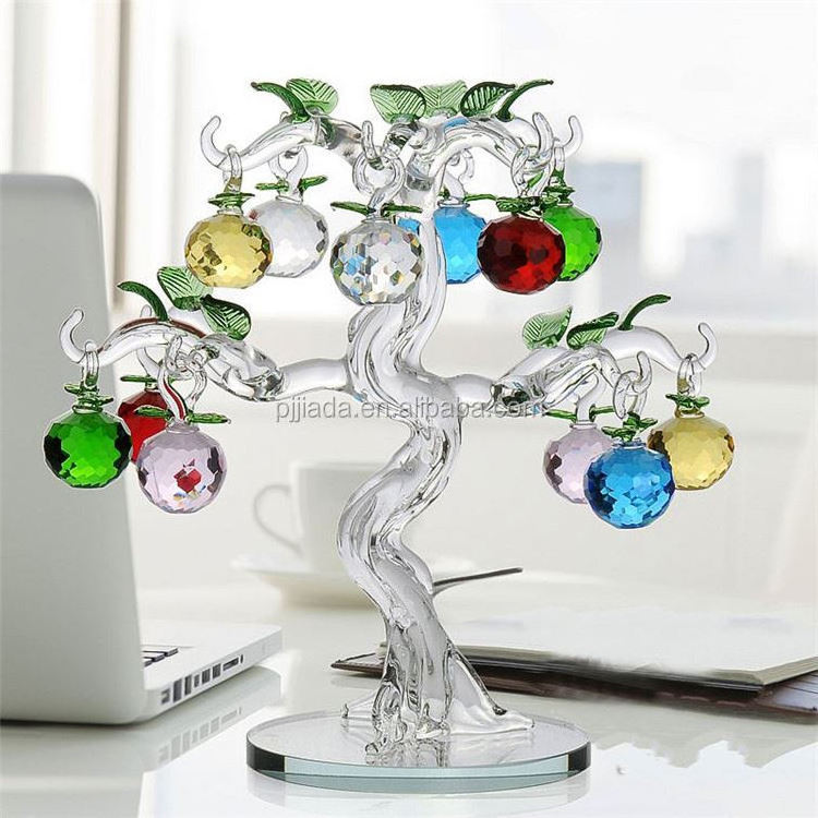 Factory directly sale Business gifts K9 crystal apple tree for wedding decoration