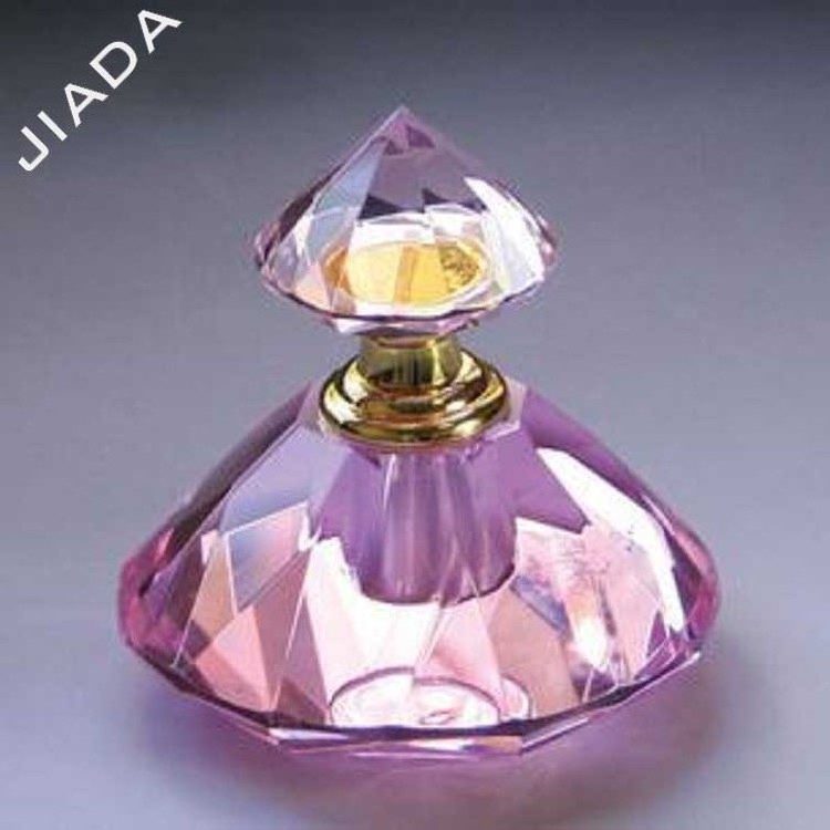 pink Newest diamond shape Crystal Dubai Glass Perfume Bottle  diamond Top for Oud Oil Empty  Vintage Refillable Arabic