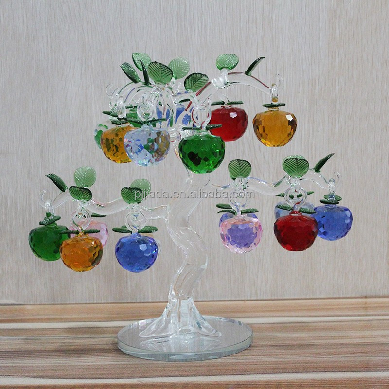 Factory directly sale Business gifts K9 crystal apple tree for wedding decoration