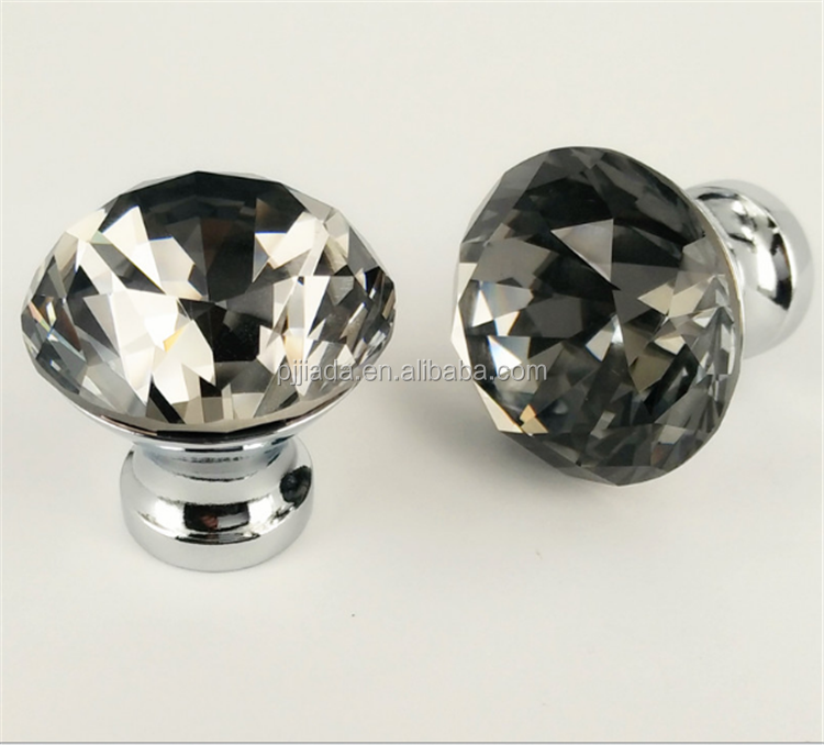 Best Selling Crystal Diamond Clear Crystal Glass Door Knobs With Screw Aluminum Alloy Furniture Handle For Drawer Wardrobe