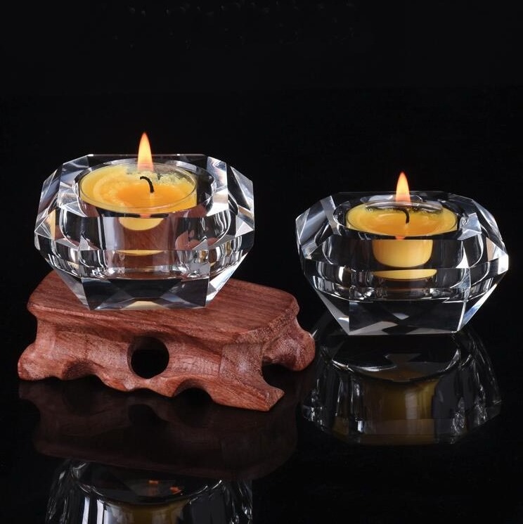 Clear square glass tea light/ crystal votive candle holder glass candle jars decoration