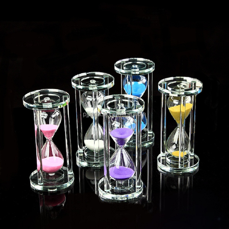 Personalized Handmade Home decor half /1 hour office coffee crystal glass hourglass sand timer