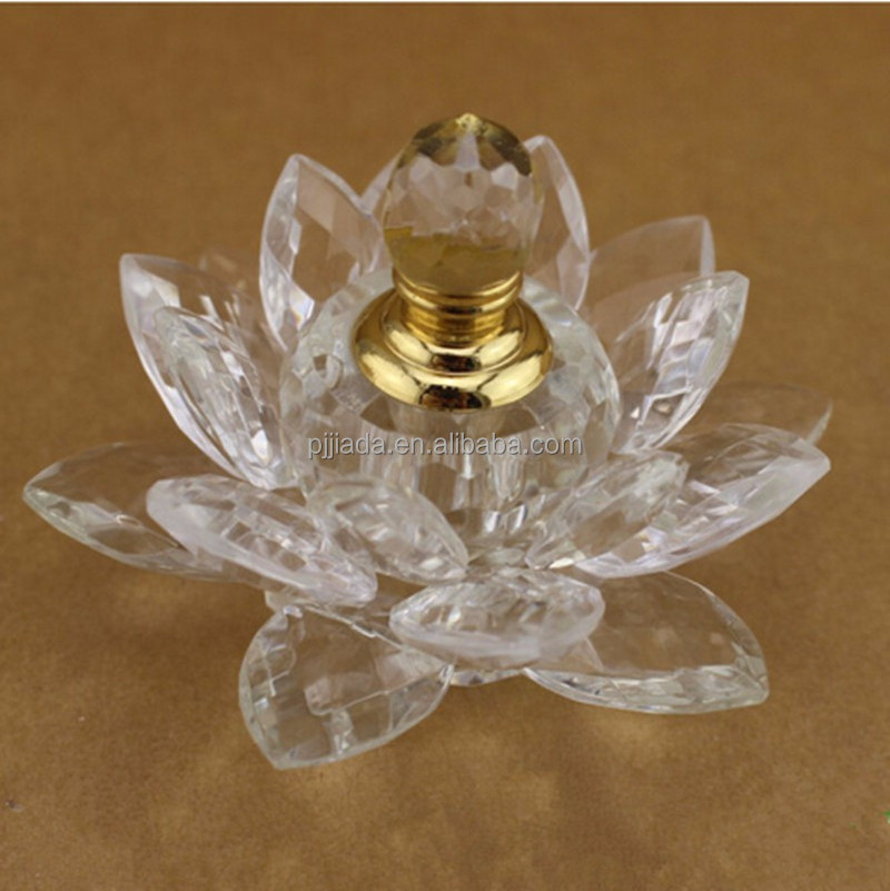 Rainbow Crystal Lotus Flower Shaped clear Car Perfume bottle