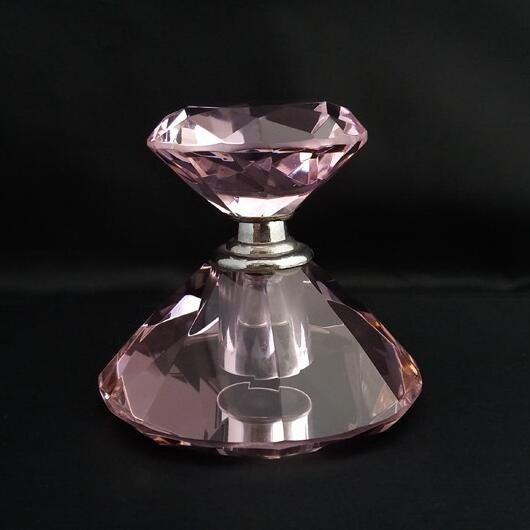 pink Newest diamond shape Crystal Dubai Glass Perfume Bottle  diamond Top for Oud Oil Empty  Vintage Refillable Arabic