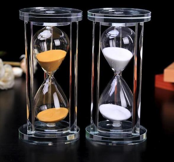 Personalized Handmade Home decor half /1 hour office coffee crystal glass hourglass sand timer