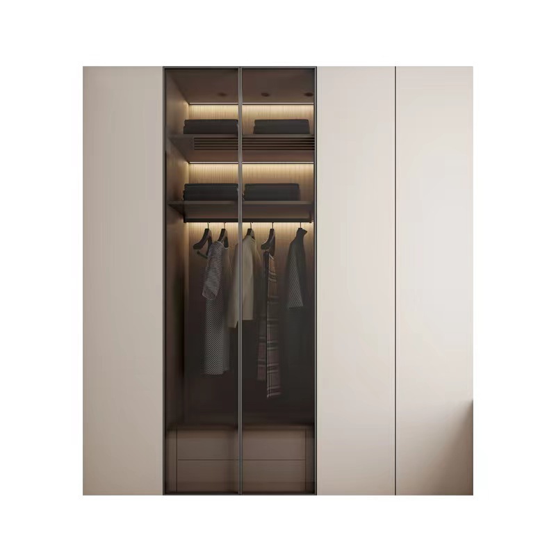 High Quality Custom  Modern Minimalist Wooden Hanging Storage Wardrobe Closet