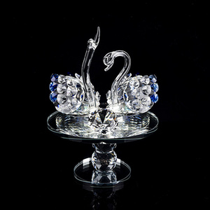 Wholesale Beautiful Small Crystal Blue Glass Swan For Wedding Decoration Gifts Or Souvenir