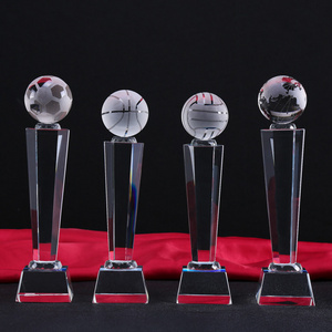 Wholesale Trophies Laser Engraving Basketball Awards Customized Various Spherical Crystal Glass Trophies