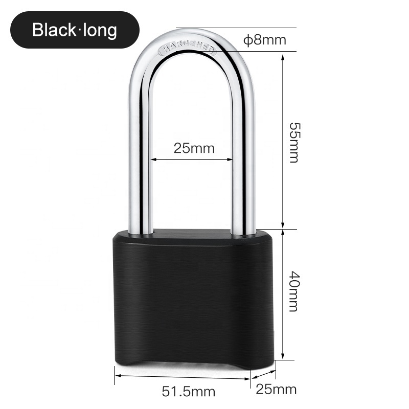 The latest 50MM BLACK  outdoor bike fitness locker, door, cabinet,  padlock, waterproof,  Zinc alloy combination padlock